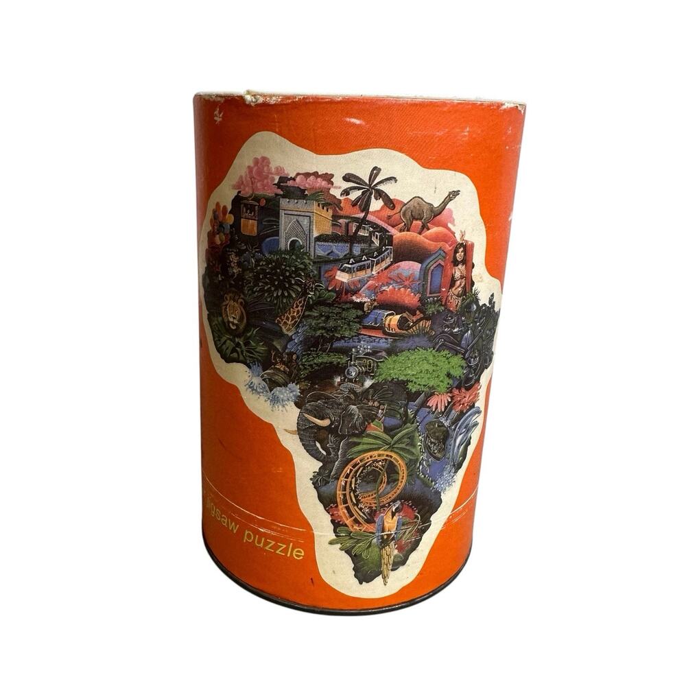 Vintage 1970s Promotional Mailing Canister Busch Gardens Tampa Bay 100 pc Puzzle